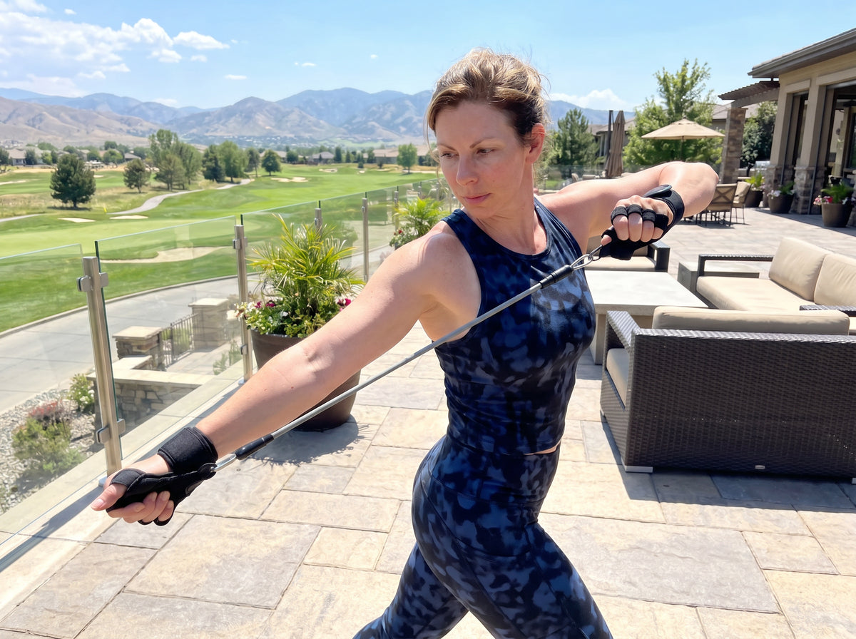 resistance-bands-workout-gloves-woman-using-on-patio